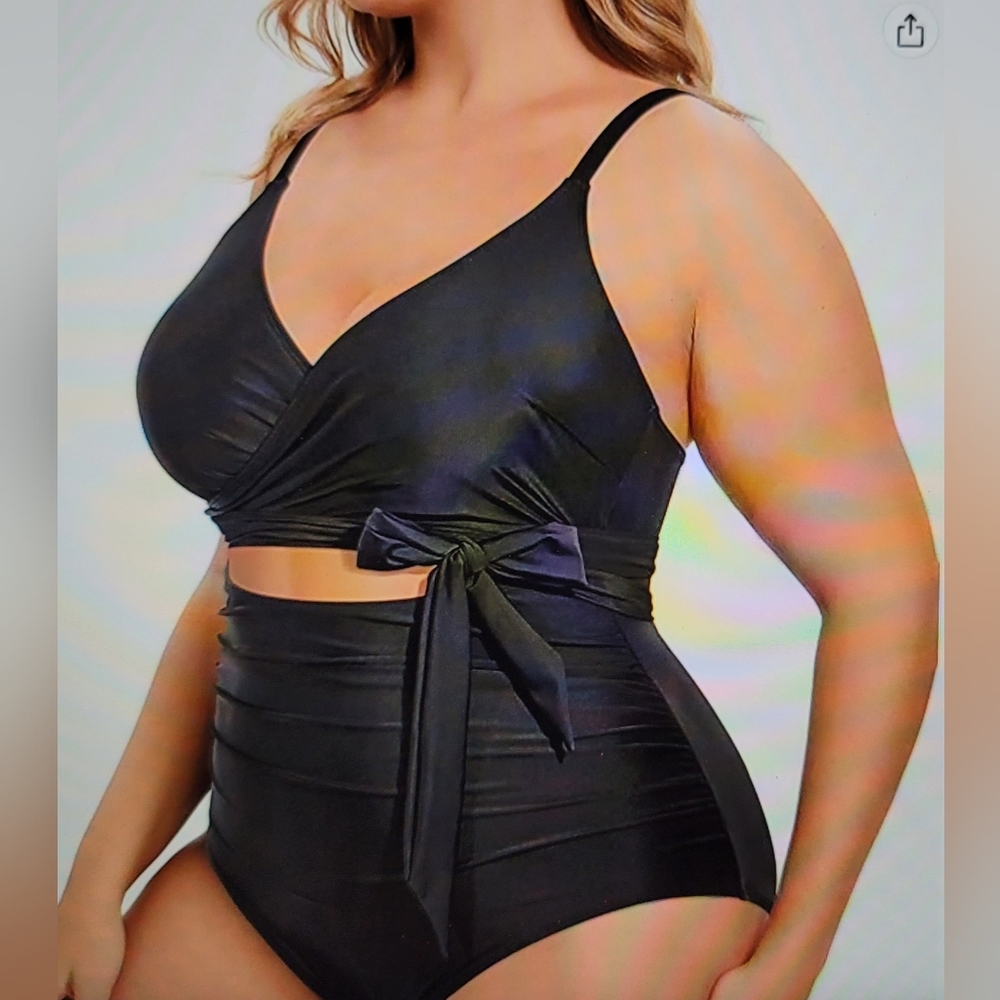 NWT Plus Size One Piece Padded Wrap Around Open Cutout bathing suit swim - Picture 3 of 12